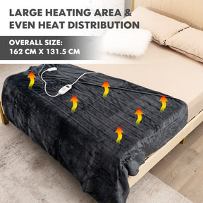 Electric Heated Blanket Throw, Double-Sided Fleece Soft Fast Heating Blanket w/9 Heat Settings, 9 Hours Timing Function
