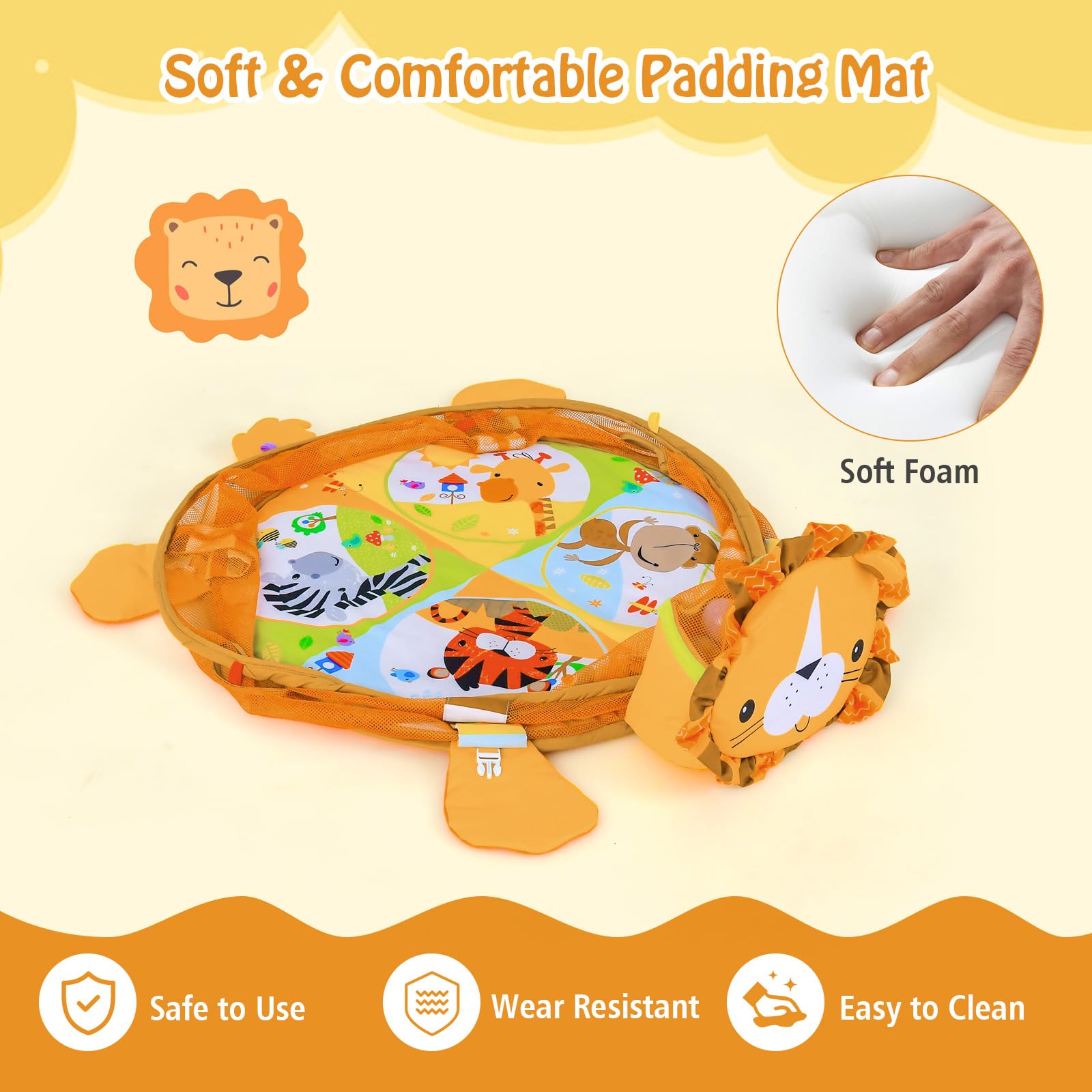 Baby Play Gym, 4-in-1 Baby Play Center for Newborn & Infants w/Soft Padding Mat & Arch Design
