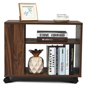 Giantex 3-Tier Side Table with Storage Shelf, Sofa Side Table with Wheels for Small Spaces, Industrial Nightstand