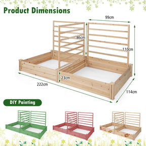 Raised Garden Bed w/ 2 Planter Boxes & 3 Trellis