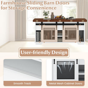 Lift Top Coffee Table, 105cm Farmhouse Center Table with 2 Sliding Barn Doors