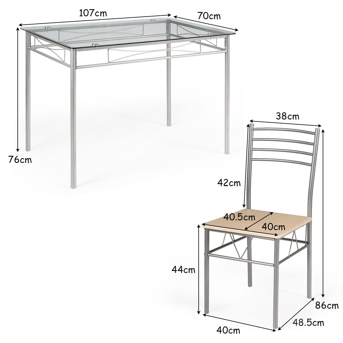 Giantex 5-Piece Kitchen Table Set, Dining Table with 4 High Back Chairs, Rectangular Table and Chairs Set for Dining Room