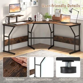 225cm L-Shaped Desk Corner Computer Desk Workstation w/Power Outlet Home Office
