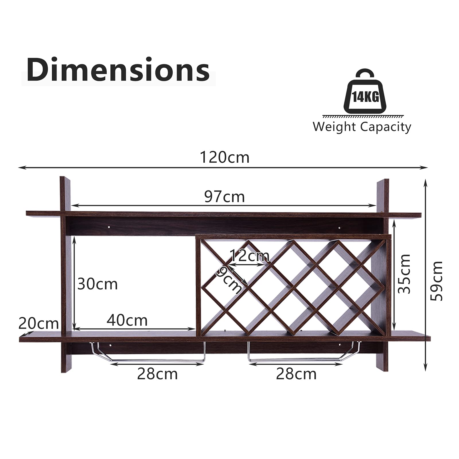 Giantex Wall-mounted Wine Rack, Modern Wine Shelf Organizer