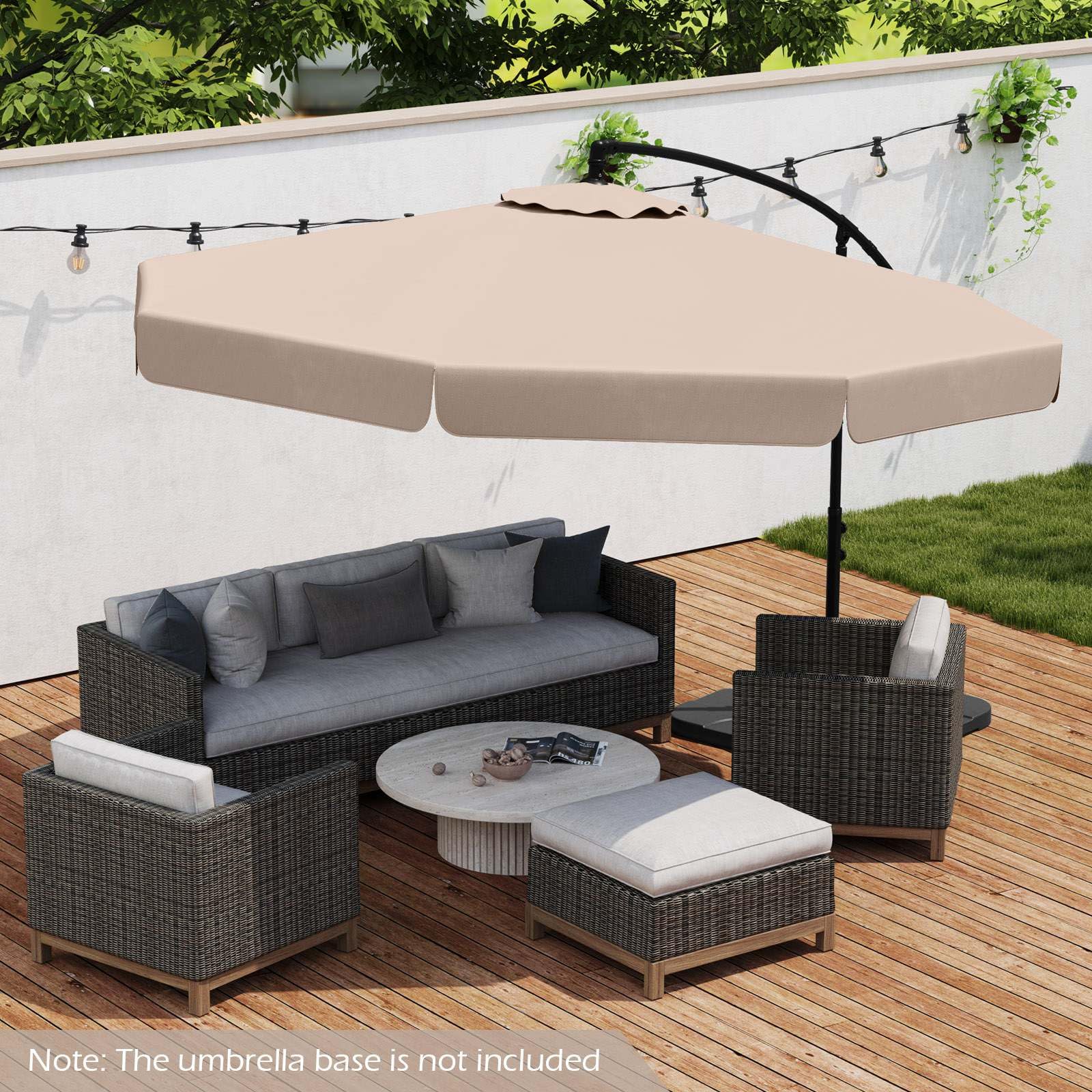 3m Offset Hanging Umbrella with Cover Patio Cantilever Umbrella w/Easy Tilt Adjustment