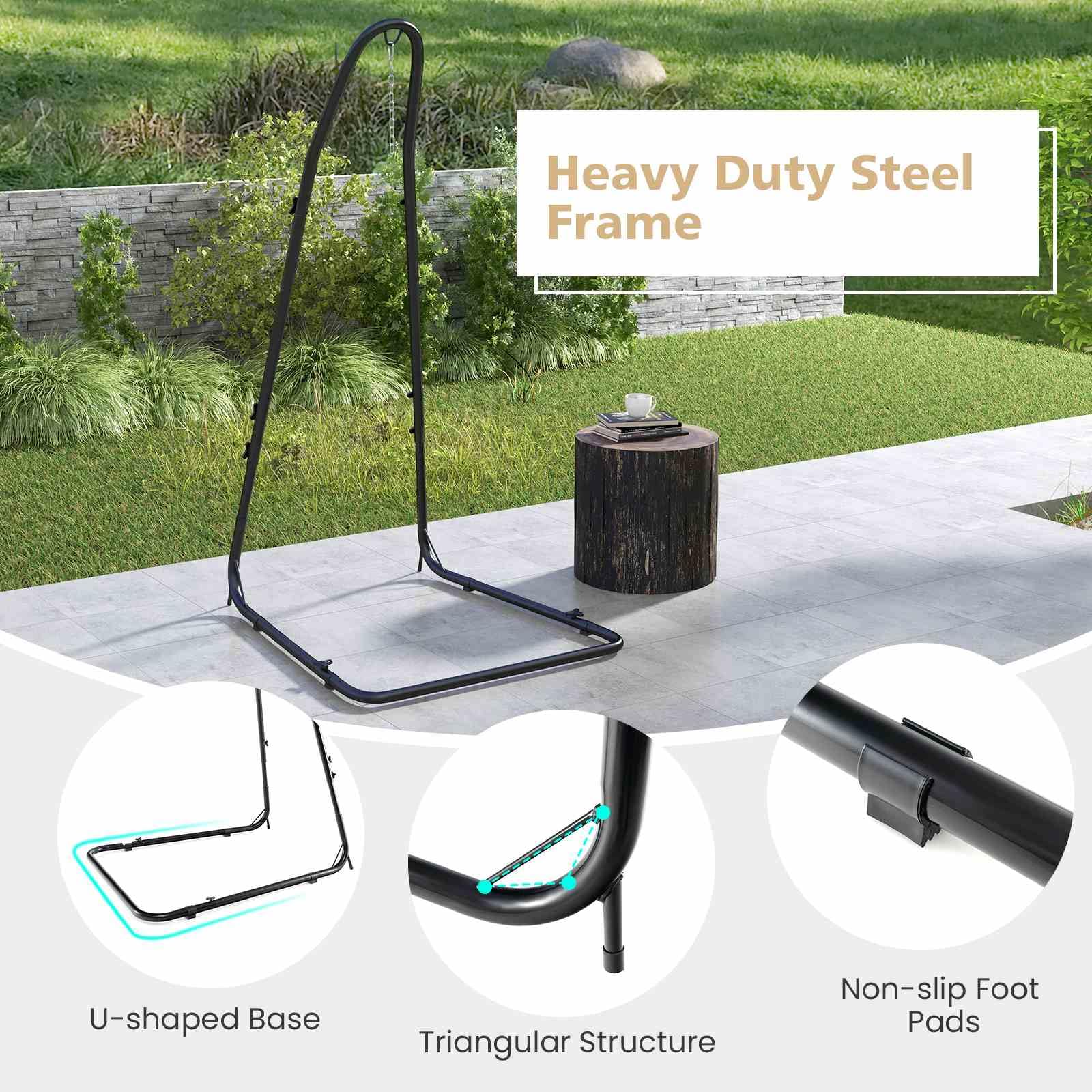 Hammock Chair Stand, Adjustable Swing Chair Stand with Heavy-Duty Steel Frame