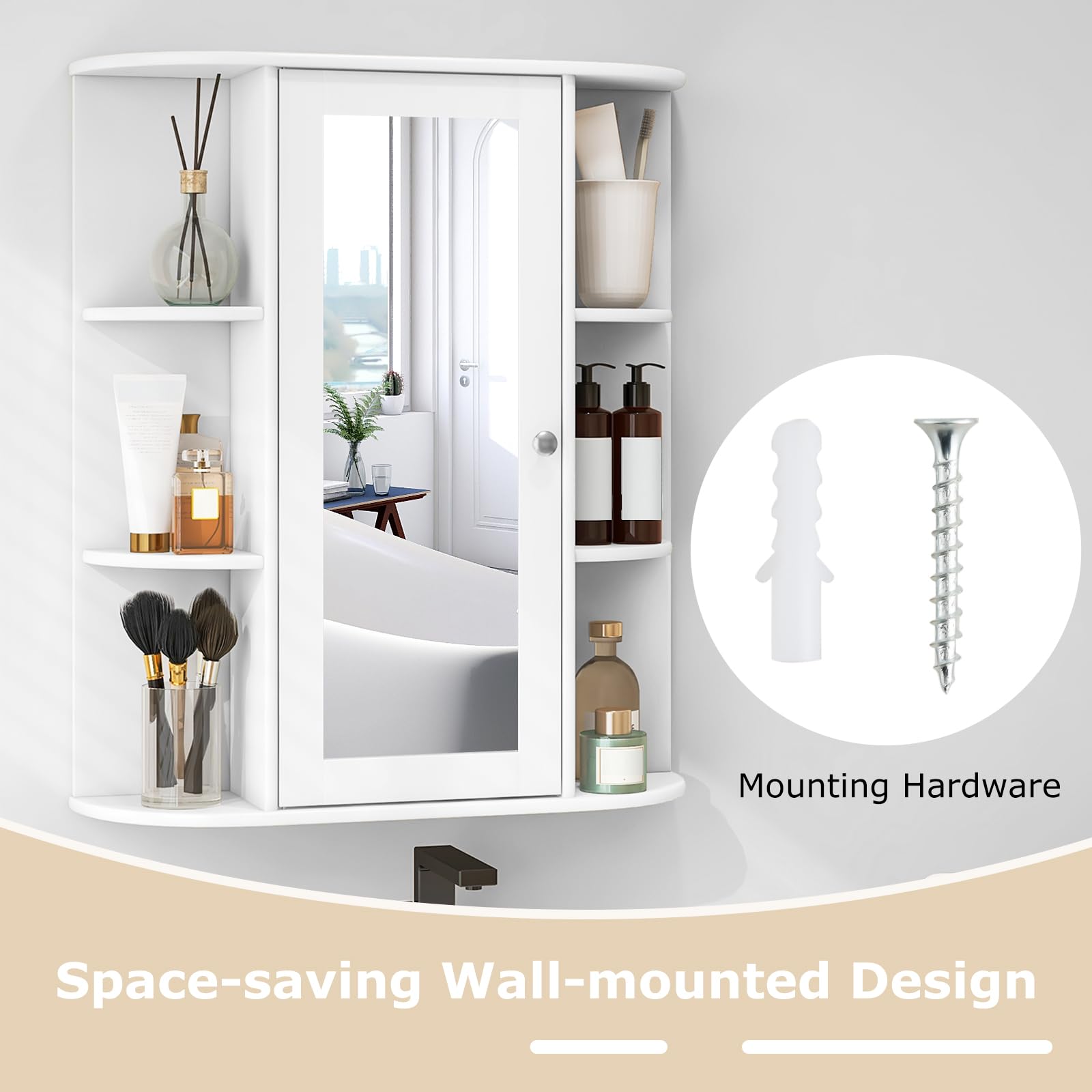 Giantex Bathroom Medicine Cabinet with Mirror, Wall Mounted Storage Cabinet w/Single Mirror Door