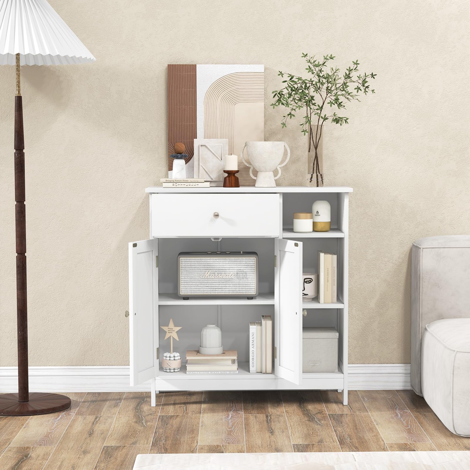 Giantex Bathroom Floor Cabinet, Freestanding Kitchen Cupboard Storage Organizer