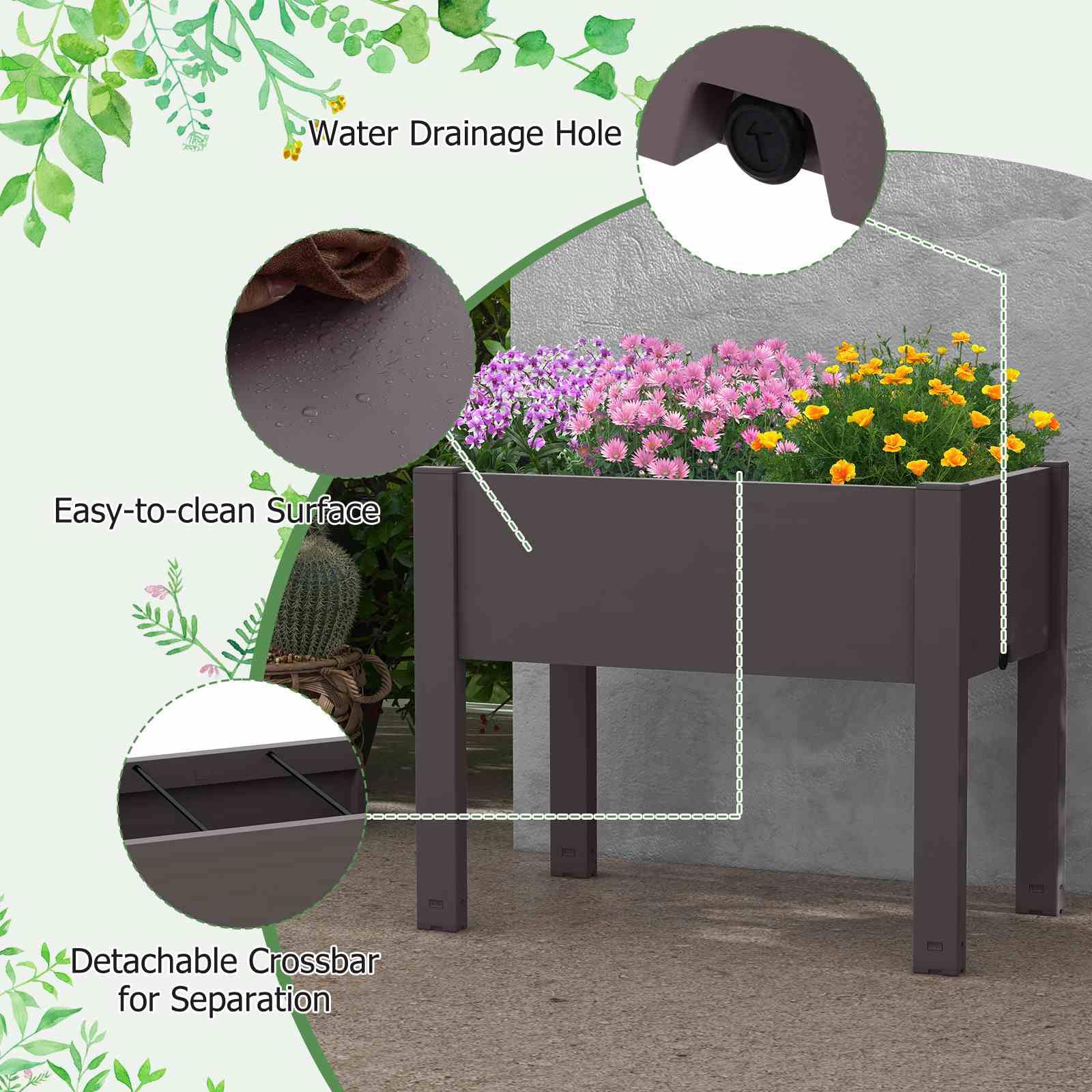 Raised Garden Bed, Self-Watering Planter Box with Water Level Indicator