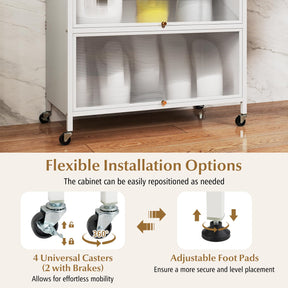 6-Tier Kitchen Pantry Cabinet, Buffet Cabinet with Hutch, Flip Doors, Microwave Countertop