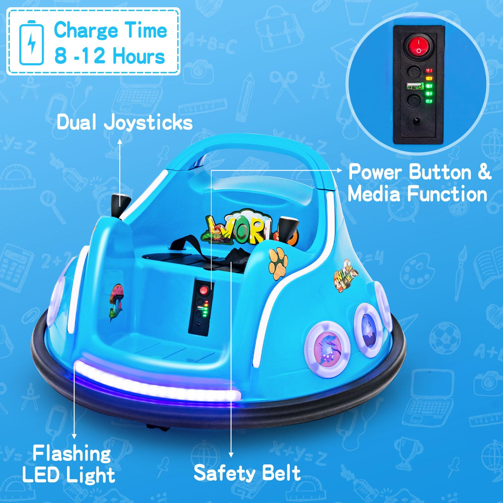 Kids Ride On Car, 12V Electric Bumper Car for Children W/Remote Control