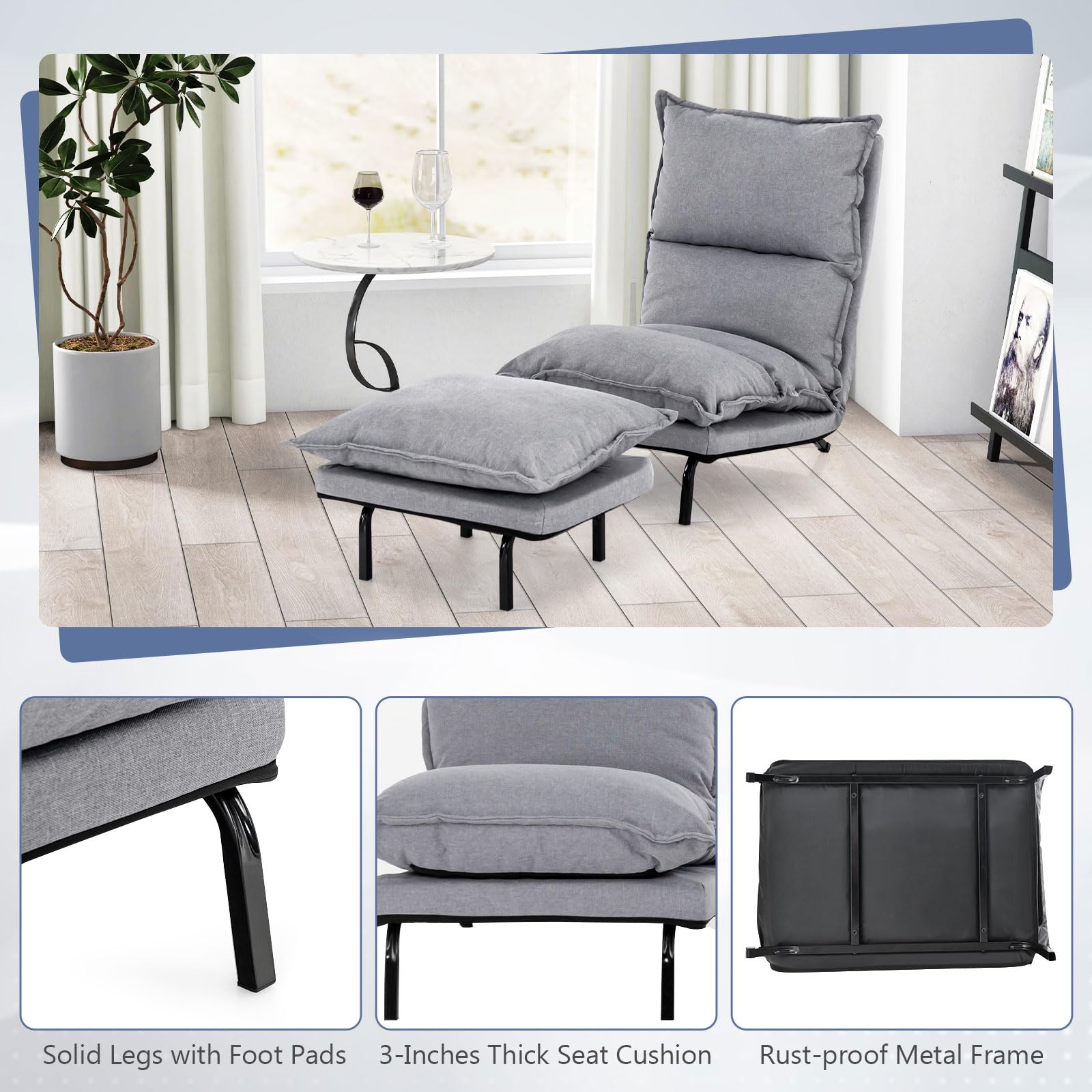 Giantex Modern Armless Accent Chair w/Ottoman