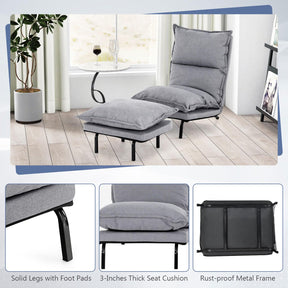 Giantex Modern Armless Accent Chair w/Ottoman