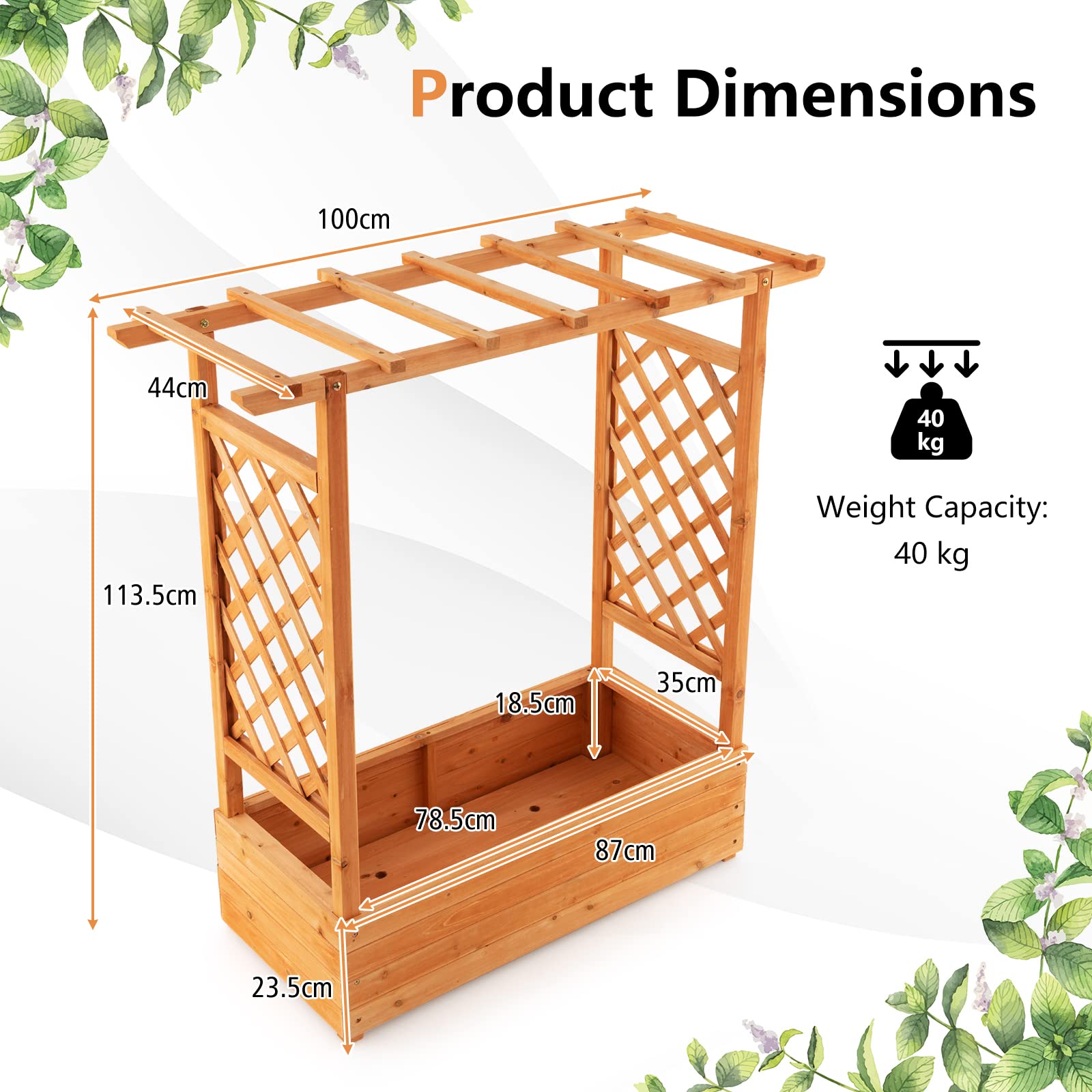 Giantex Raised Garden Bed with Arch Trellis, Hanging Roof, Planter Box