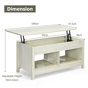 Giantex Lift Up Top Coffee Table, Wood Living Room Table w/ Hidden Storage Shelf & Open Compartment