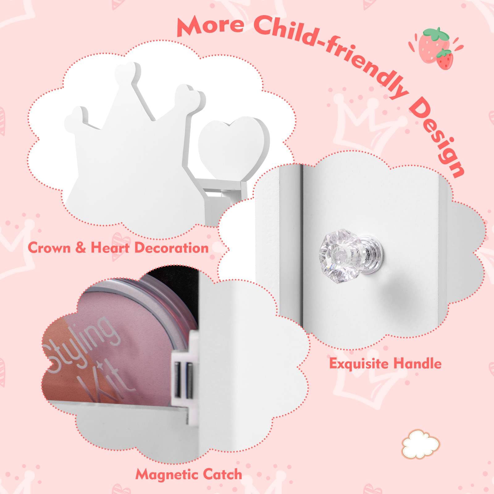 HONEY JOY 360° Rotating Kids Jewelry Cabinet