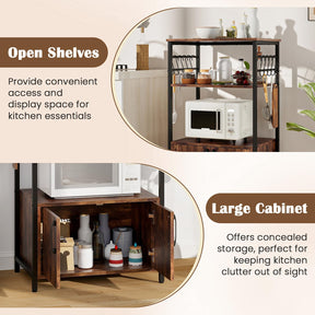 Industrial Kitchen Baker’s Rack 3-Tier Pantry Cabinet Microwave Oven Stand