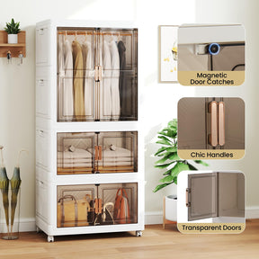 420L Storage Bins with Lid, Portable Plastic Wardrobe Closet Organizer with 10 Hangers
