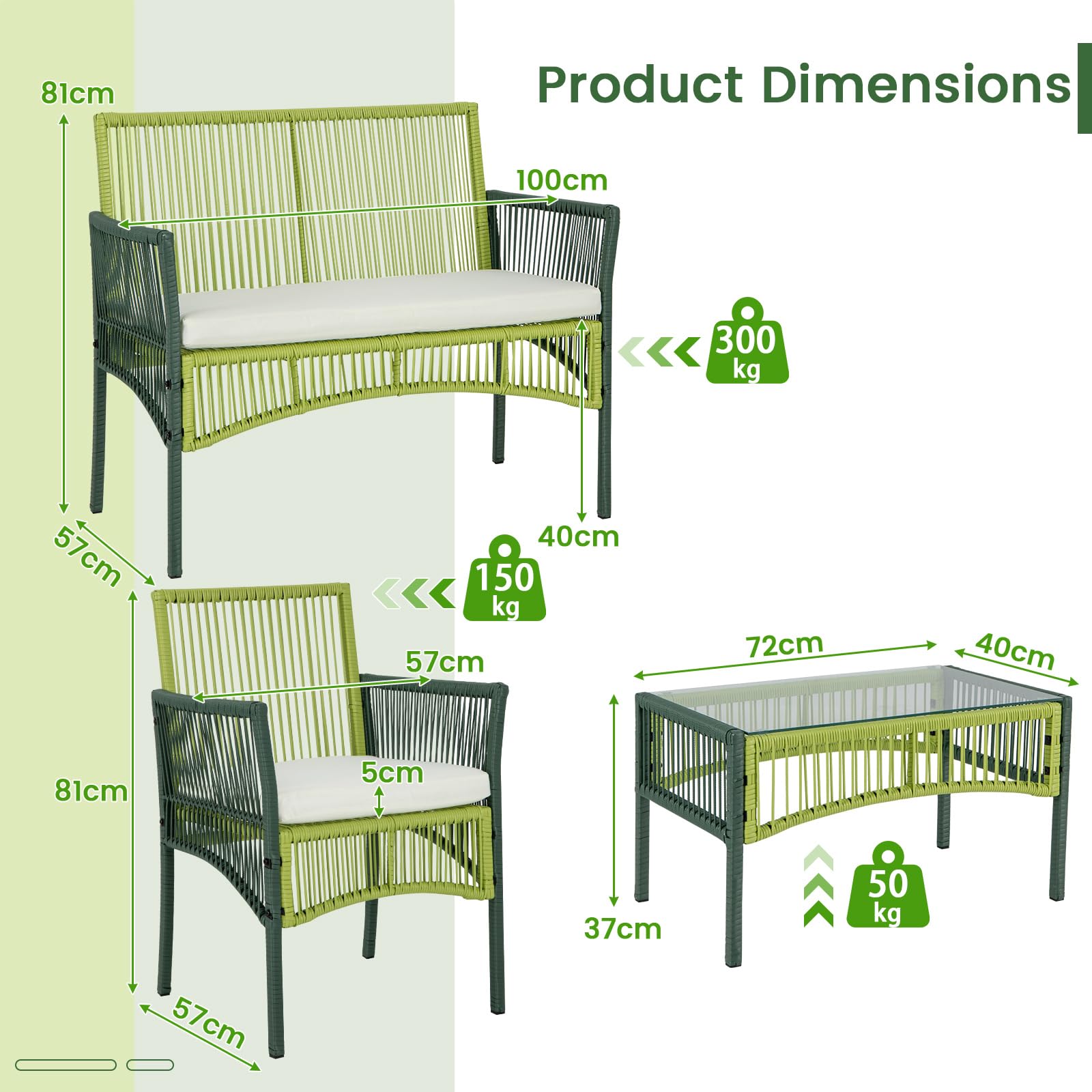 4 Piece Patio Round Wicker Conversation Set W/Soft Cushions