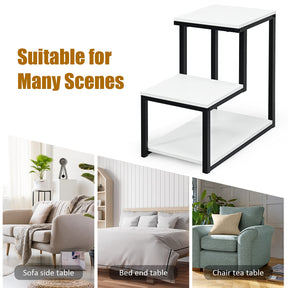 Bedside End Table, 3-Tier Side Table, 3 Storage Shelves, Space-Saving, Modern Sofa End Table Nightstand Unit