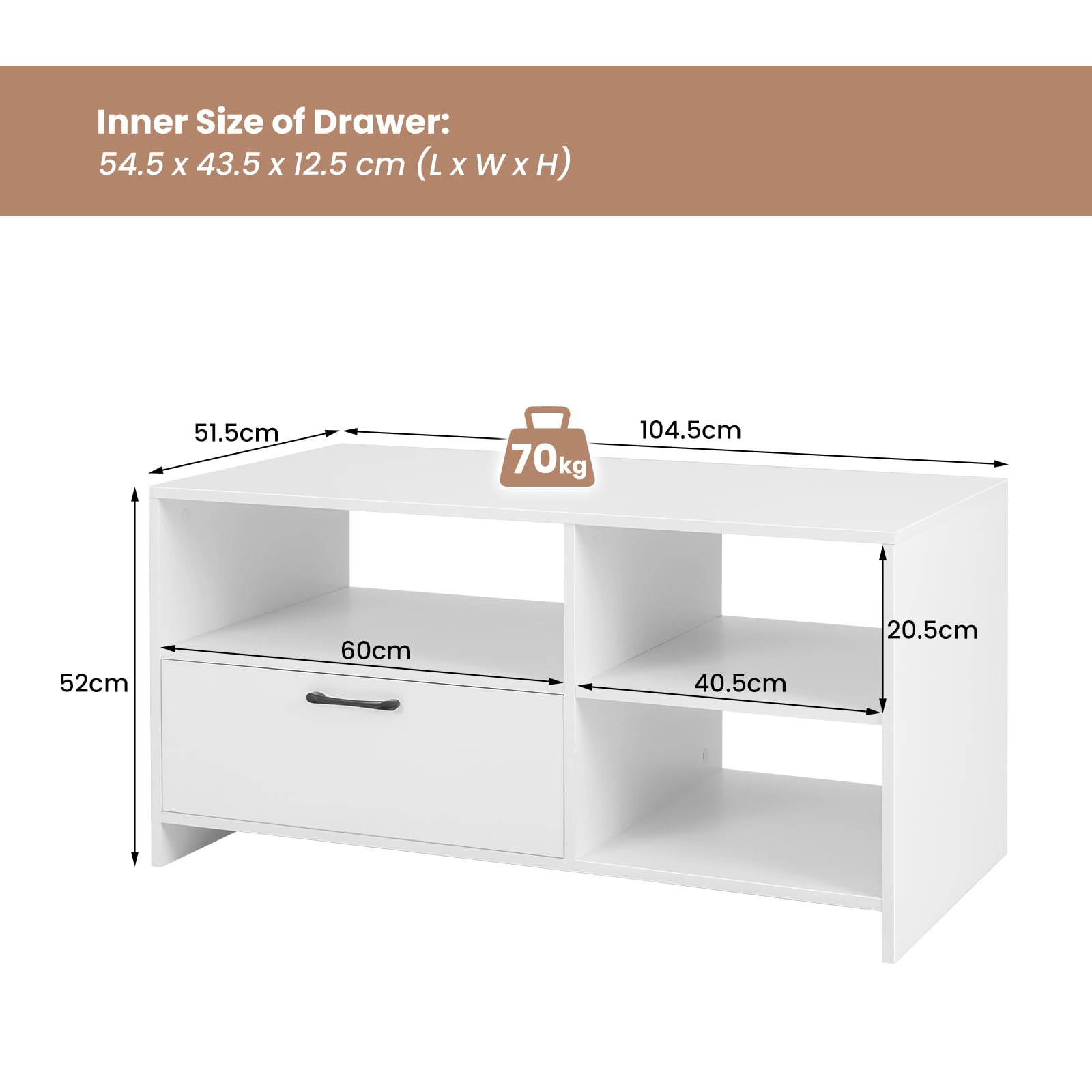 Giantex TV Stand for TVs up to 50", Modern Media Console Table w/ 3 Open Compartments & 1 Storage Drawer