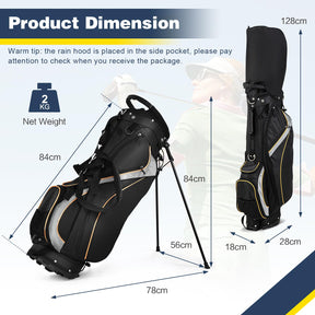 Golf Club Bag w/ 8 Way Top Dividers, 7 Zippered Pockets, Cooler Bag, Dual Strap & Rain Hood