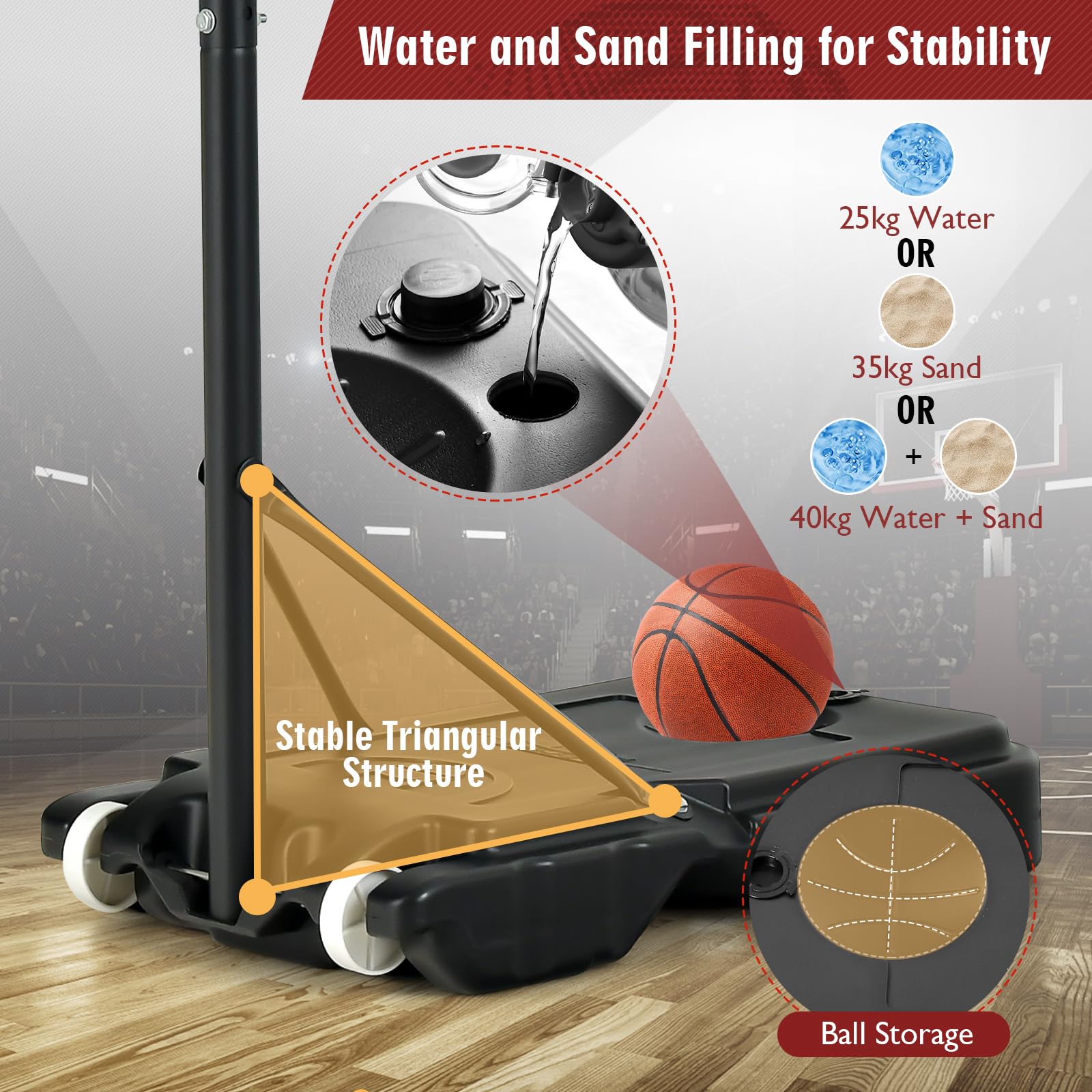 Kids Basketball Hoop, Weather-Resistance Basketball Goal Toy with Adjustable Height 132-251cm