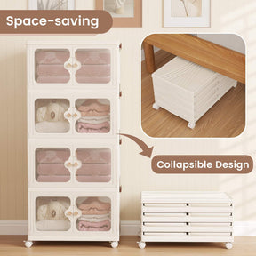 4-Tier Stackable Storage Bins with Lid 212L Closet Storage Organizer