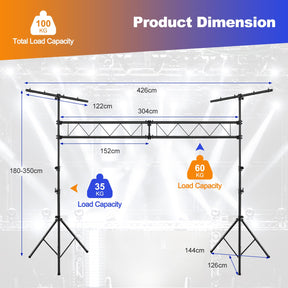 Giantex 4m Lighting Truss System, Heavy Duty Metal Lighting Stand with Adjustable Height