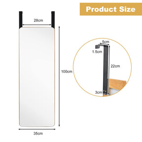 Giantex Full Length Mirror, Over The Door Mirror, Rectangle Wall Mounted Mirror w/ Bamboo Frame & Round Corners