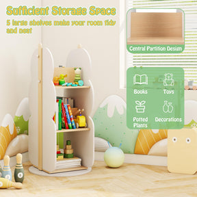 Kid's 360° Rotating Bookshelf Toy Storage Organizer with 5 Shelves