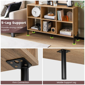 6-Cube Wooden Open Bookshelf with 5 Metal Legs