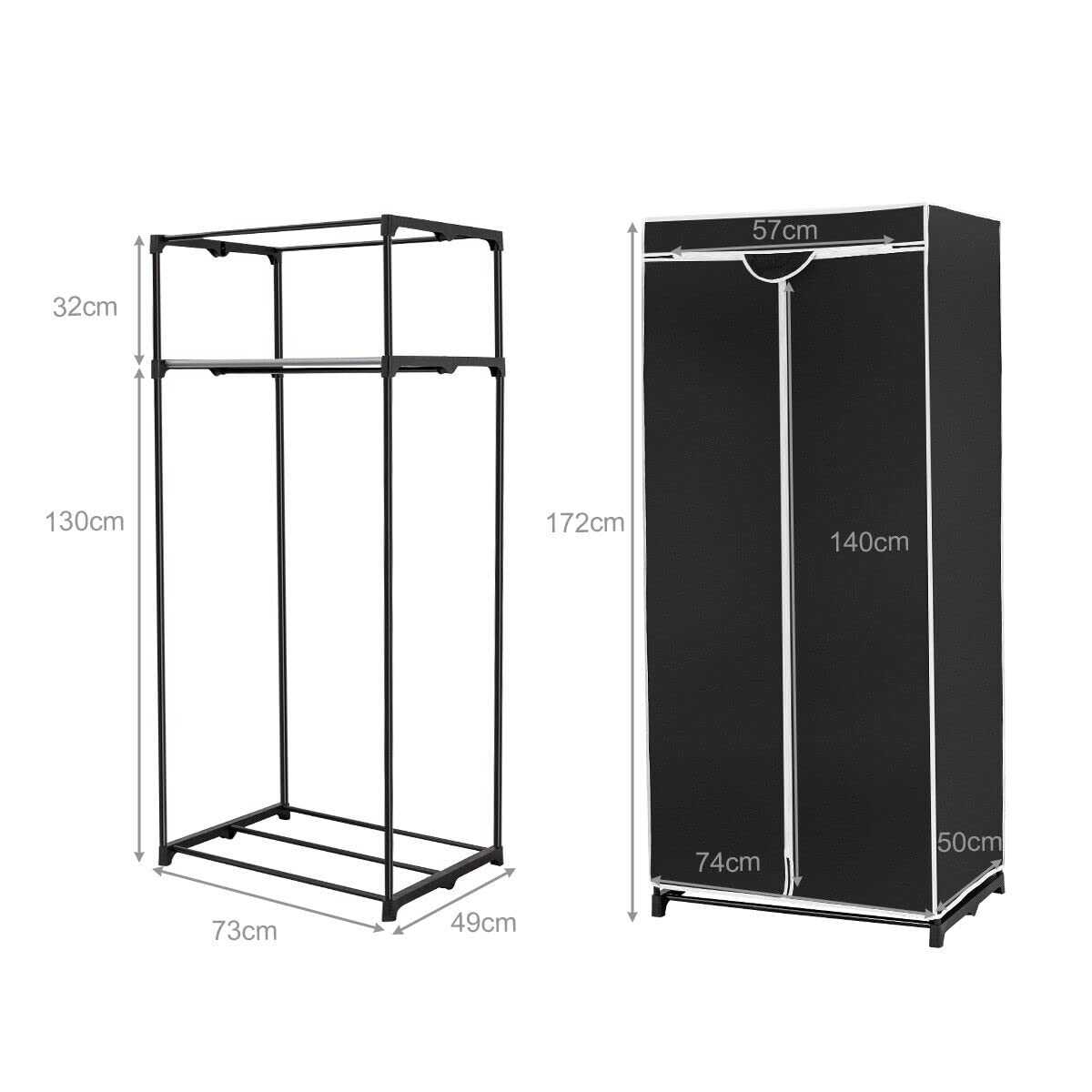 Giantex Wardrobe w/Metal Frame, Folding Fabric Cabinet
