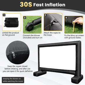 14/15/16Ft Inflatable Movie Projector Screen, Inflatable Movie Screen Outdoor with Air Blower