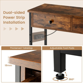 Giantex Entryway Table with Charging Station, Narrow Console Table with 2 Drawers & 2 Metal Mesh Shelves