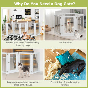 Freestanding 6-Panel Foldable Walk-Through Dog Gate Playpen