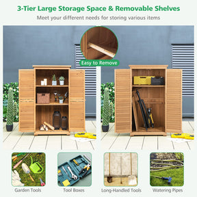 1.6M Outdoor Wooden Storage Shed Solid Wood Garden Tool Cabinet