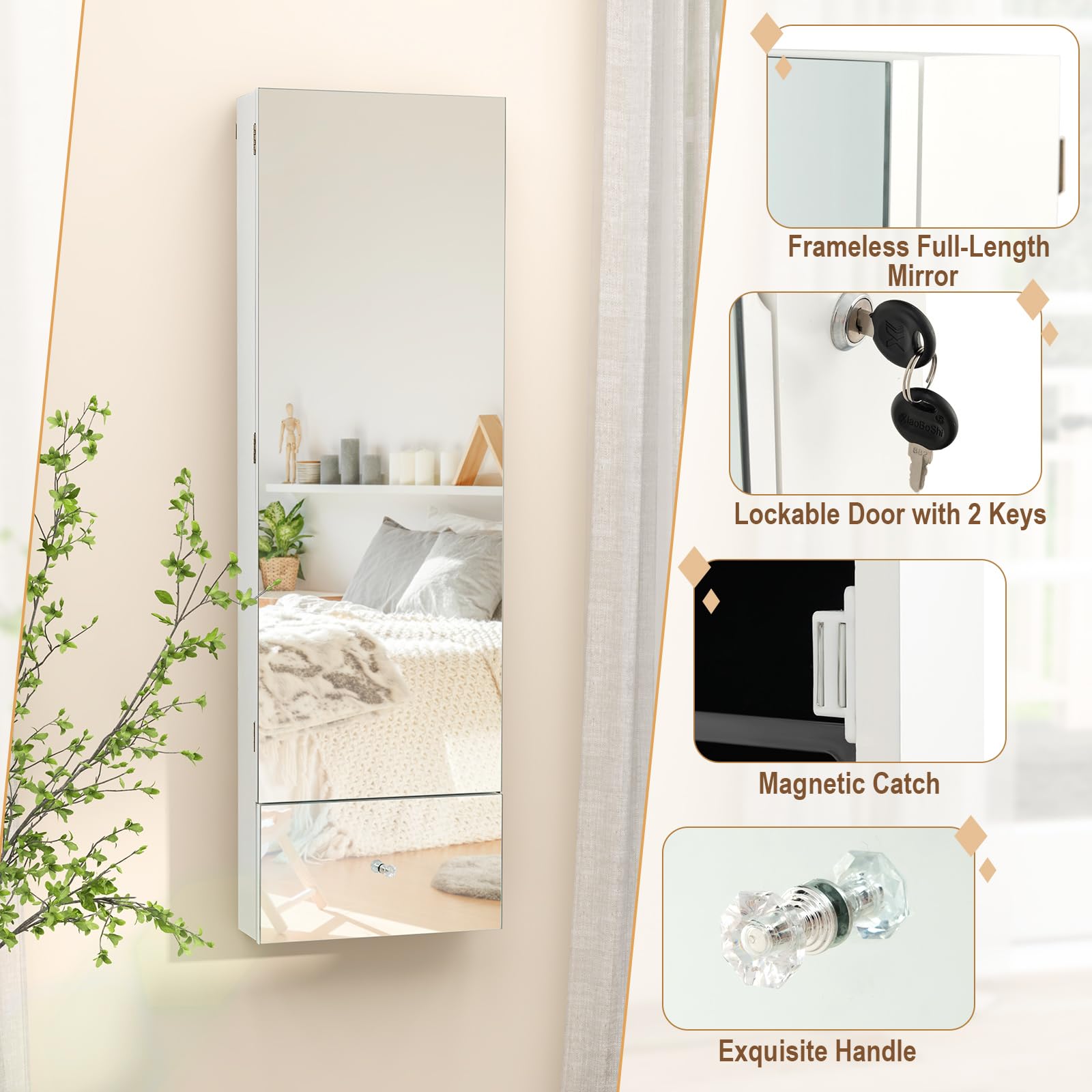 Giantex 120cm LED Jewelry Mirror Cabinet
