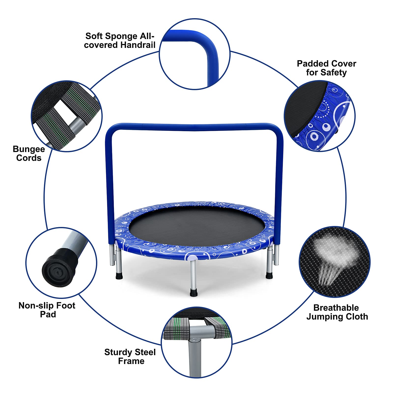 HONEY JOY 36” Kids Trampoline, Foldable Toddler Trampoline for Indoor and Outdoor