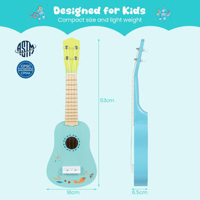 21'' Ukulele Guitar for Kids, 4 Strings Mini Ukulele with Basswood Body for 3+ Years Old, Musical Instruments Educational Toy for Toddlers, Boys, Girls, Beginners, Light Blue
