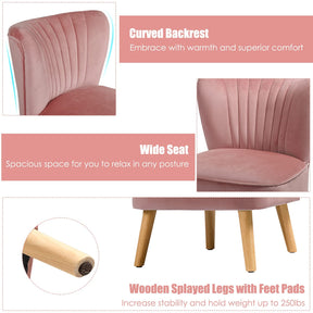 Modern Accent Velvet Chair, Armless Home Office Desk Chair, w/ Thick Padded Seat