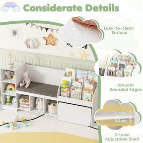 4-in-1 Standing Toy Organizer w/ Removable Seat Cushion