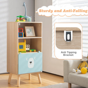 HONEY JOY 3-Tier Kids Wooden Bookshelf, Storage Shelf for Toddlers