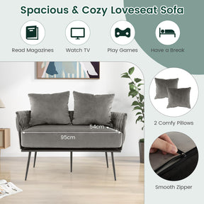 Giantex Modern Loveseat Sofa, Upholstered Dutch Velvet Sofa Couch