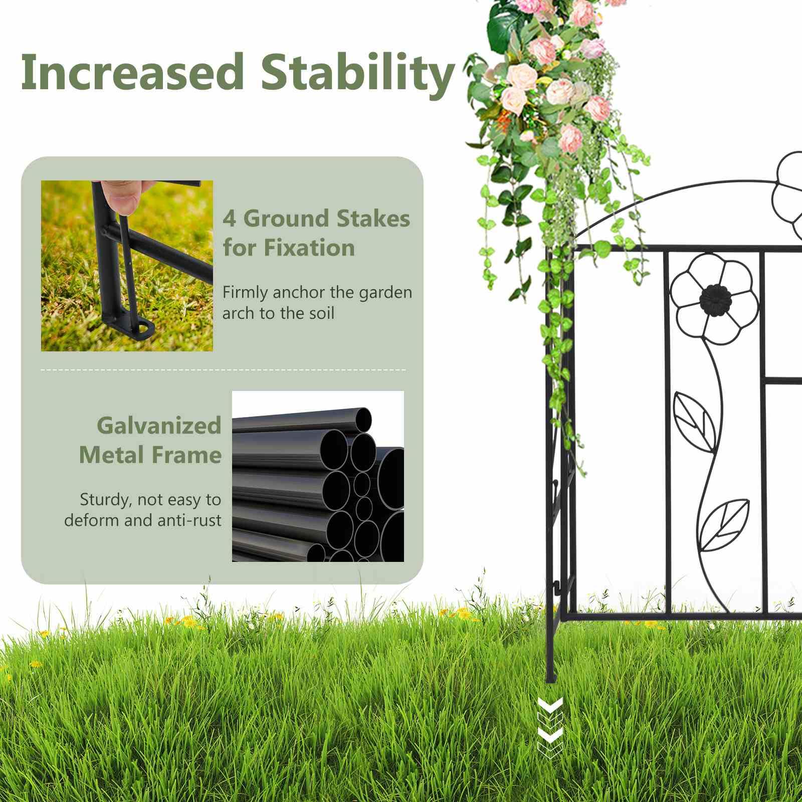 2 in 1 Garden Arbor, Decorative Wedding Arch w/ Door & Latch, Trellis for Climbing Plants