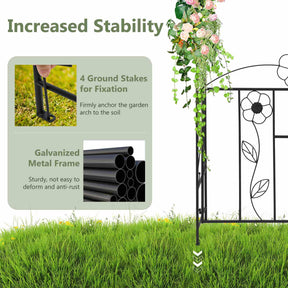 2 in 1 Garden Arbor, Decorative Wedding Arch w/ Door & Latch, Trellis for Climbing Plants