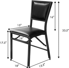 Giantex Folding Chairs, Set of 2 Folding Chairs, Metal Dining Chairs, Foldable Chairs w/ Sponge Padded Backrest & Seat Cushion