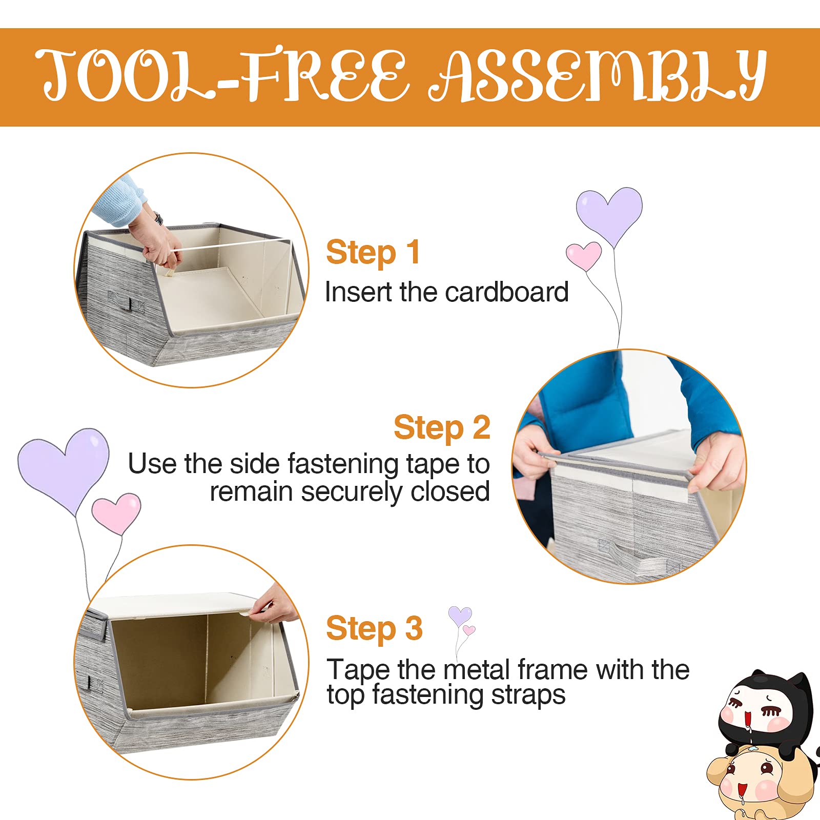 Giantex Stackable Storage Bins Set of 4, Foldable Non-woven Fabric Storage Box with Magnetic Secured Lids