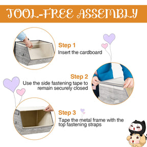 Giantex Stackable Storage Bins Set of 4, Foldable Non-woven Fabric Storage Box with Magnetic Secured Lids
