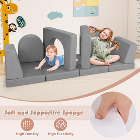 8-Piece Modular Kids Sofa Play Couch Climb Playset with Covers